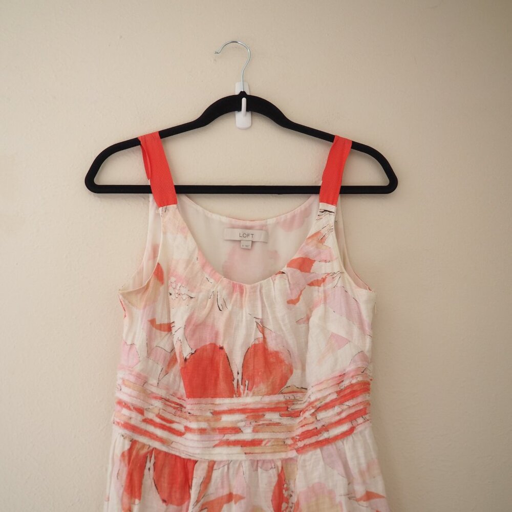 !! LOFT Floral Hibiscus Sleeveless Dress sz 8 - Picture 3 of 7